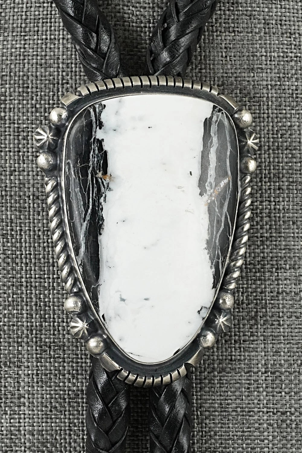 White Buffalo & Sterling Silver Bolo Tie - Bob Becenti