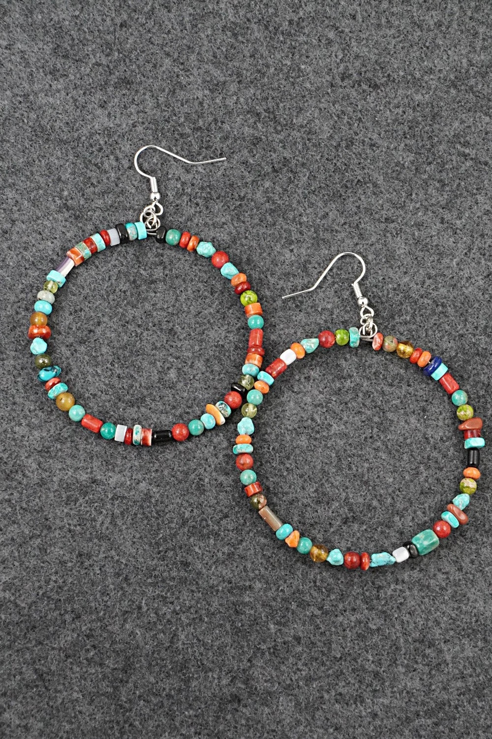 Multi-Stone & Sterling Silver Earrings - Helen Tsosie