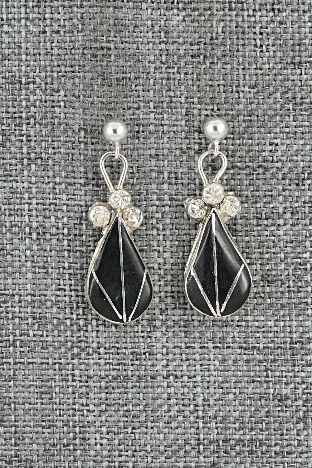 Onyx Inlay & Sterling Silver Earrings - Ola Eriacho