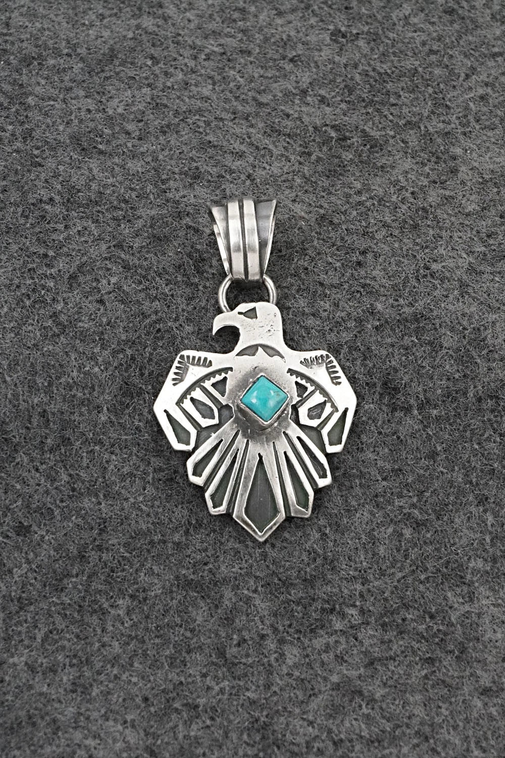 Turquoise & Sterling Silver Pendant - Jerold Joe
