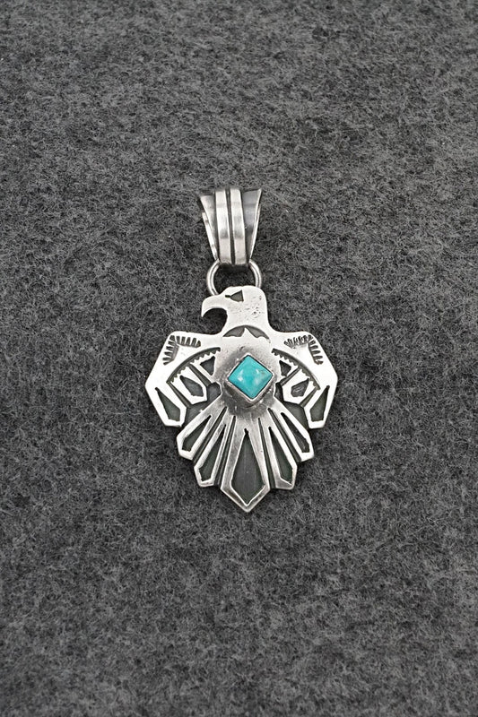 Turquoise & Sterling Silver Pendant - Jerold Joe