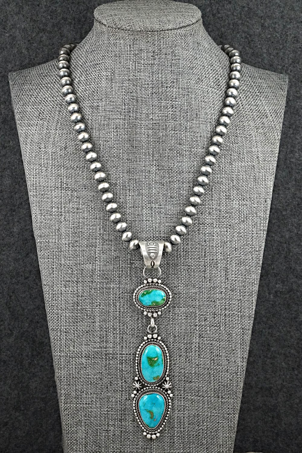 Turquoise & Sterling Silver Necklace - Tom Lewis