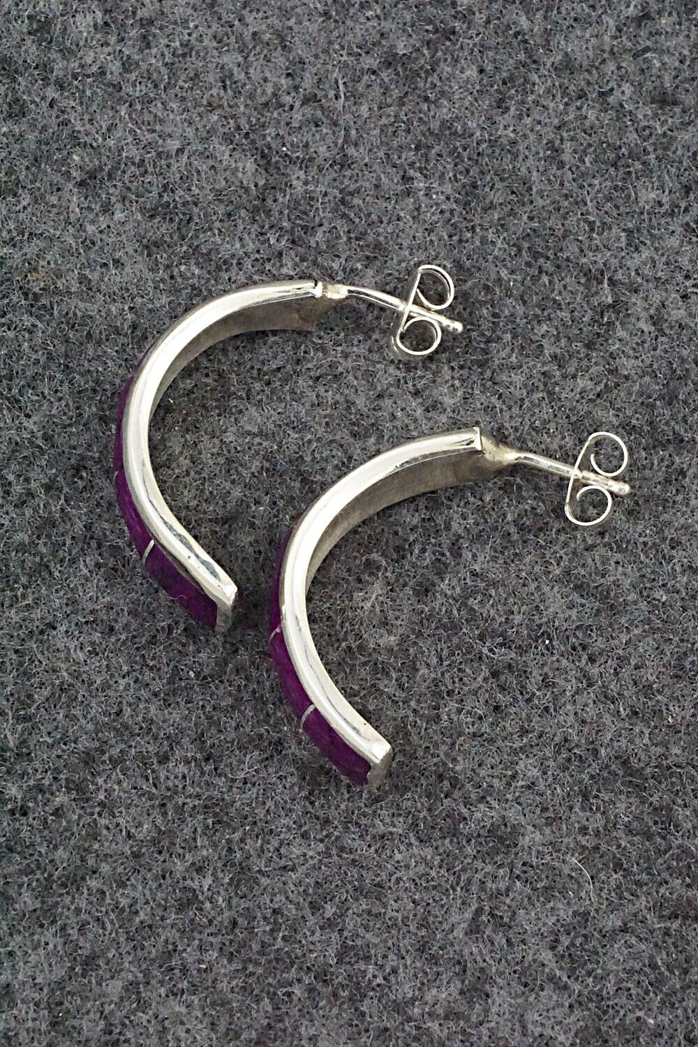 Spiny Oyster & Sterling Silver Earrings - Richard Edaakie