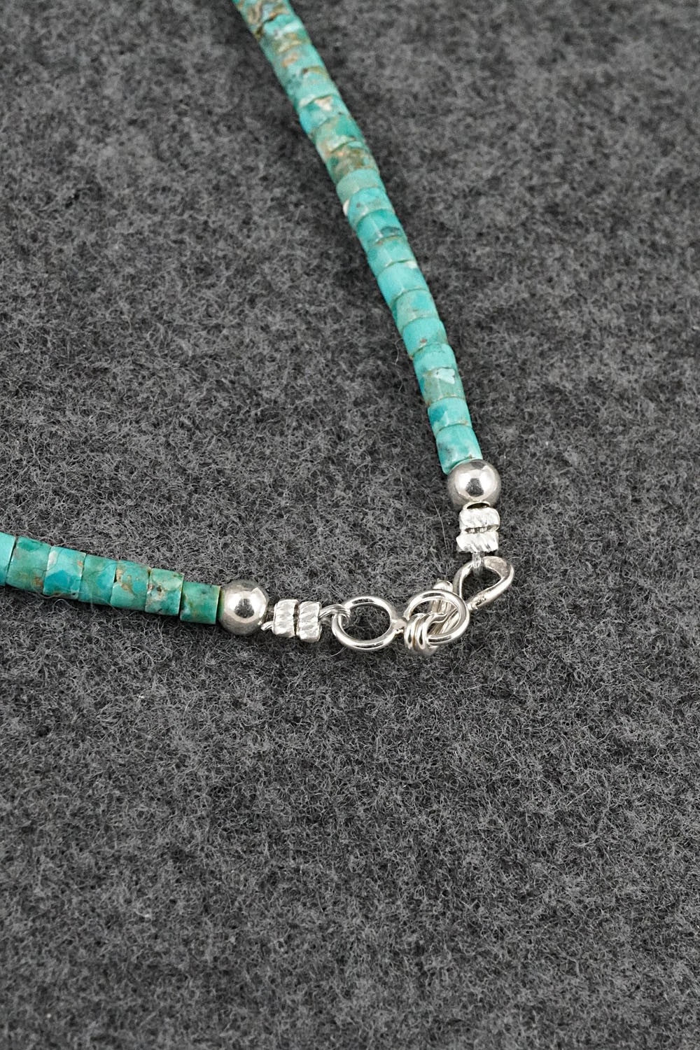 Turquoise & Sterling Silver Necklace 17" - Doreen Jake