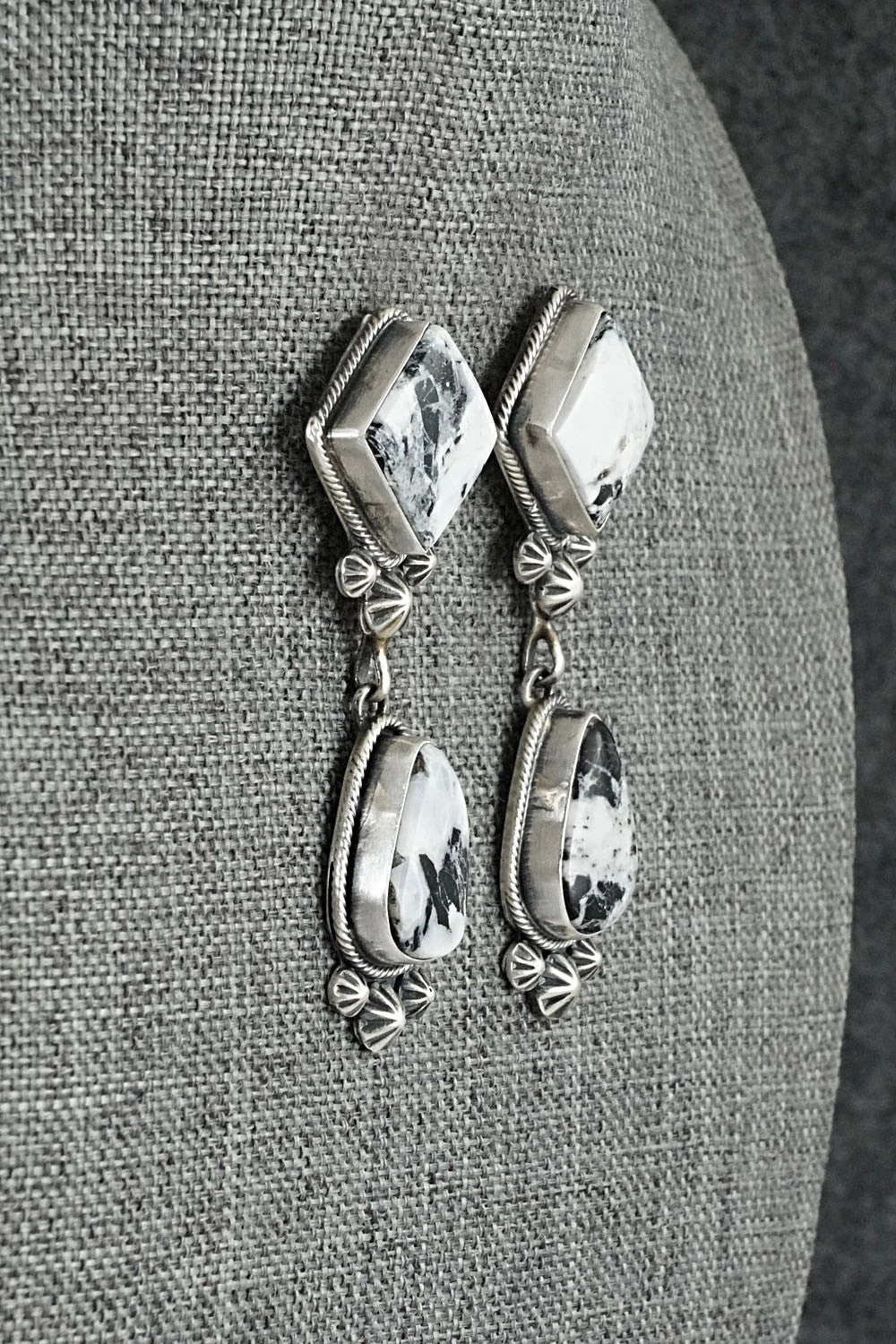 White Buffalo & Sterling Silver Necklace and Earrings Set - Paul Livingston