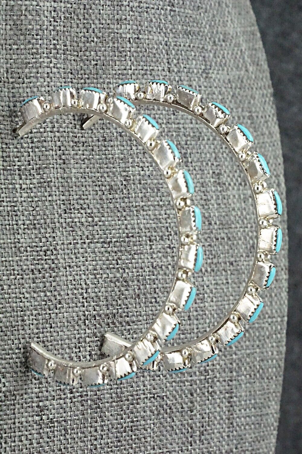 Turquoise & Sterling Silver Hoop Earrings - Aurelia Hughte