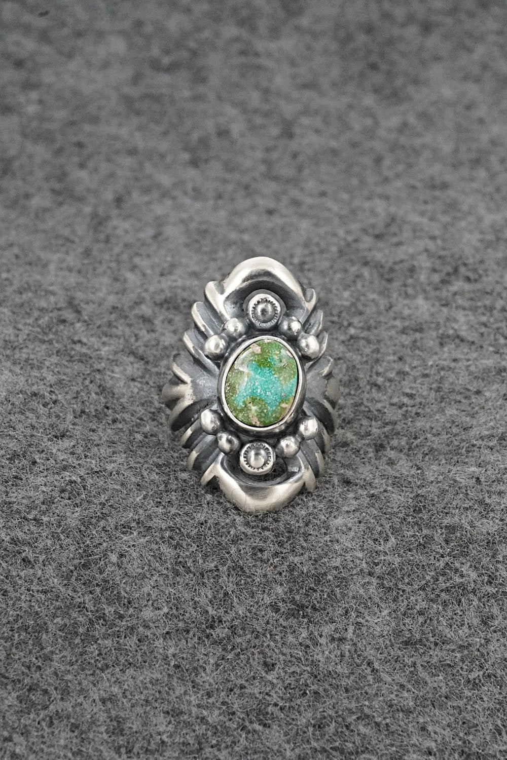 Turquoise & Sterling Silver Ring - Harrison Bitsue - Size 8