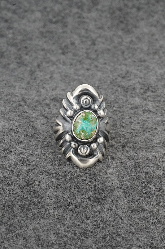 Turquoise & Sterling Silver Ring - Harrison Bitsue - Size 8
