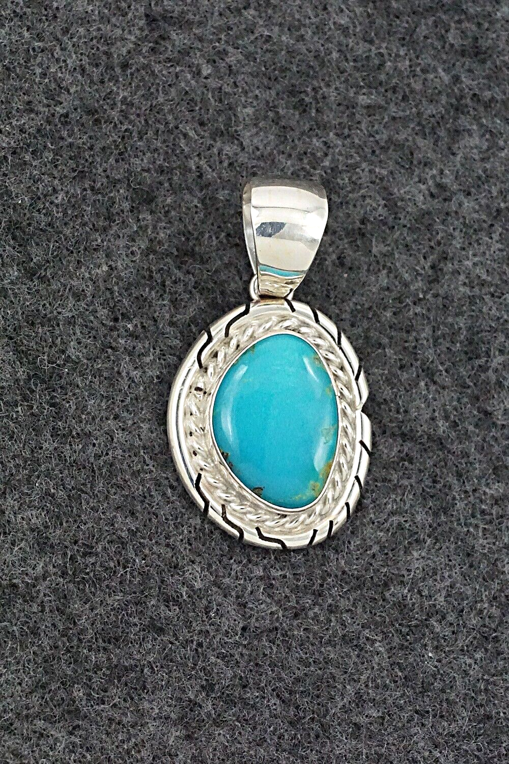 Turquoise & Sterling Silver Pendant - Johnny Frank