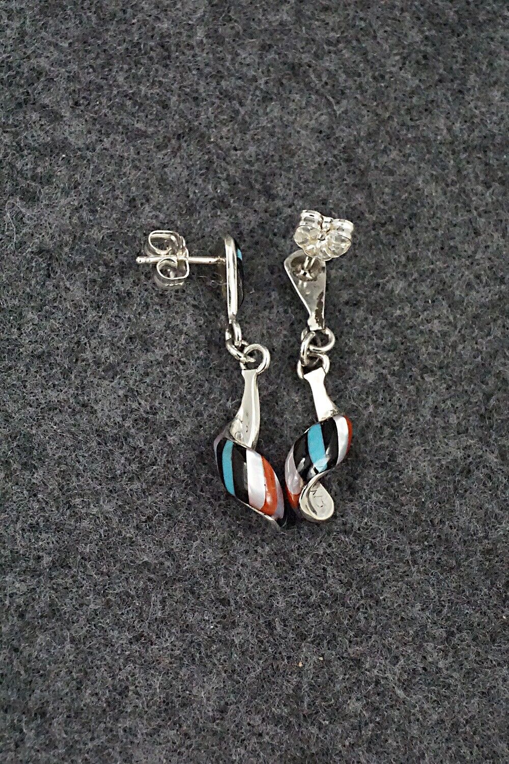 Multi-Stone & Sterling Silver Inlay Earrings - Idella Edaakie