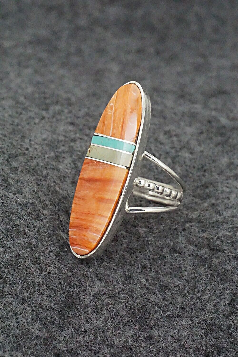 Spiny Oyster, Turquoise & Sterling Silver Ring - Harold Smith - Size 6.25