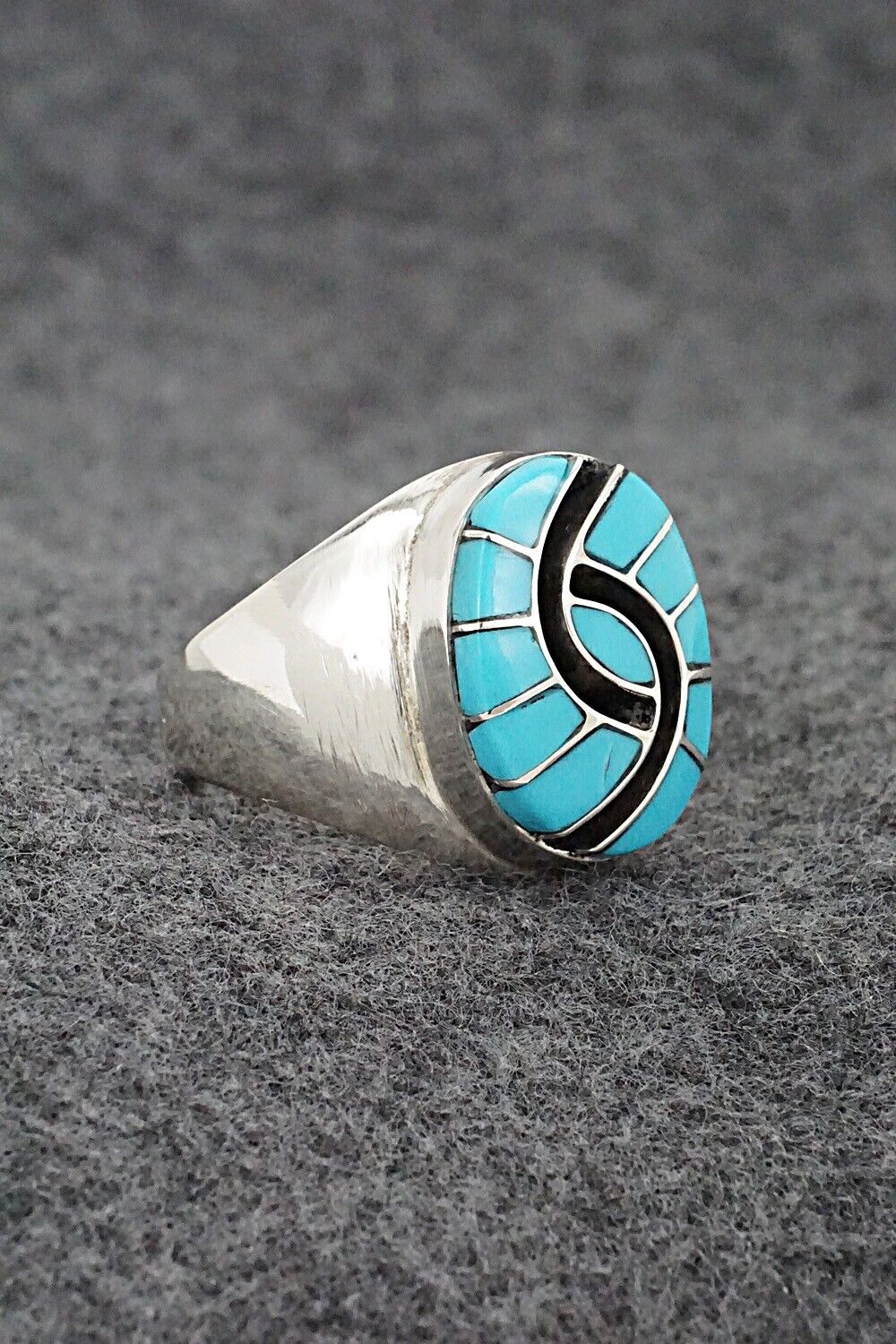 Turquoise & Sterling Silver Inlay Ring - Amy Wesley - Size 9