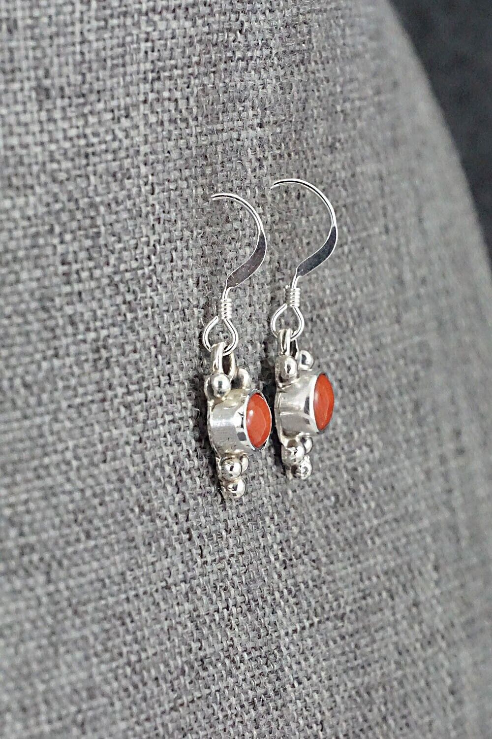 Coral & Sterling Silver Earrings - Annie Spencer