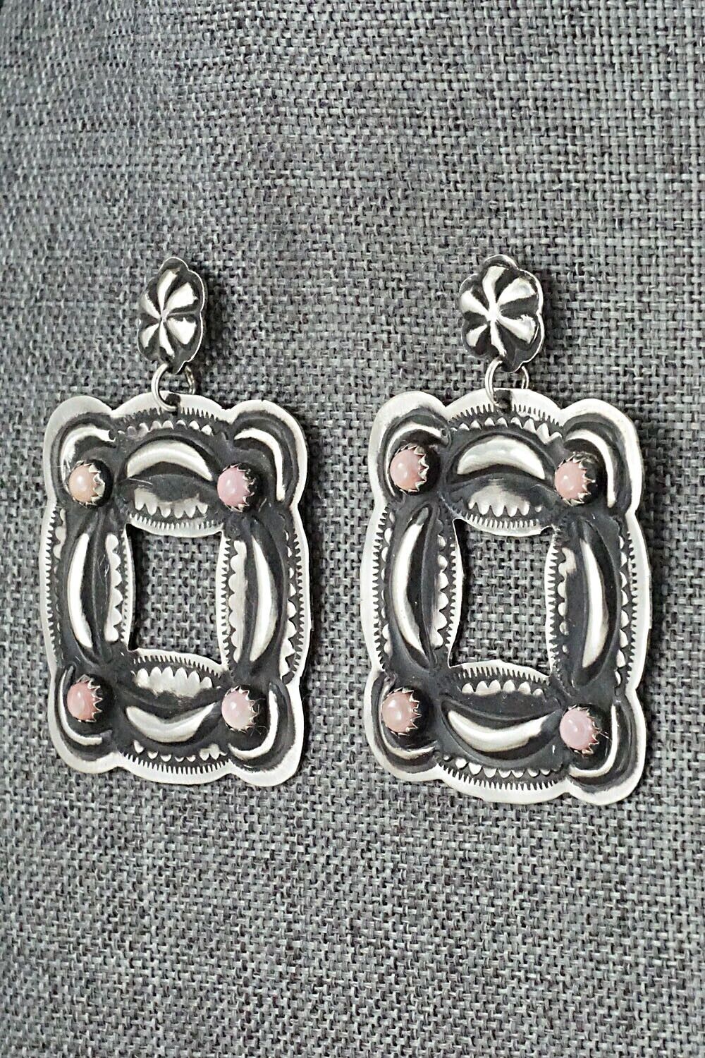 Pink Conch Shell & Sterling Silver Earrings - Leander Tahe