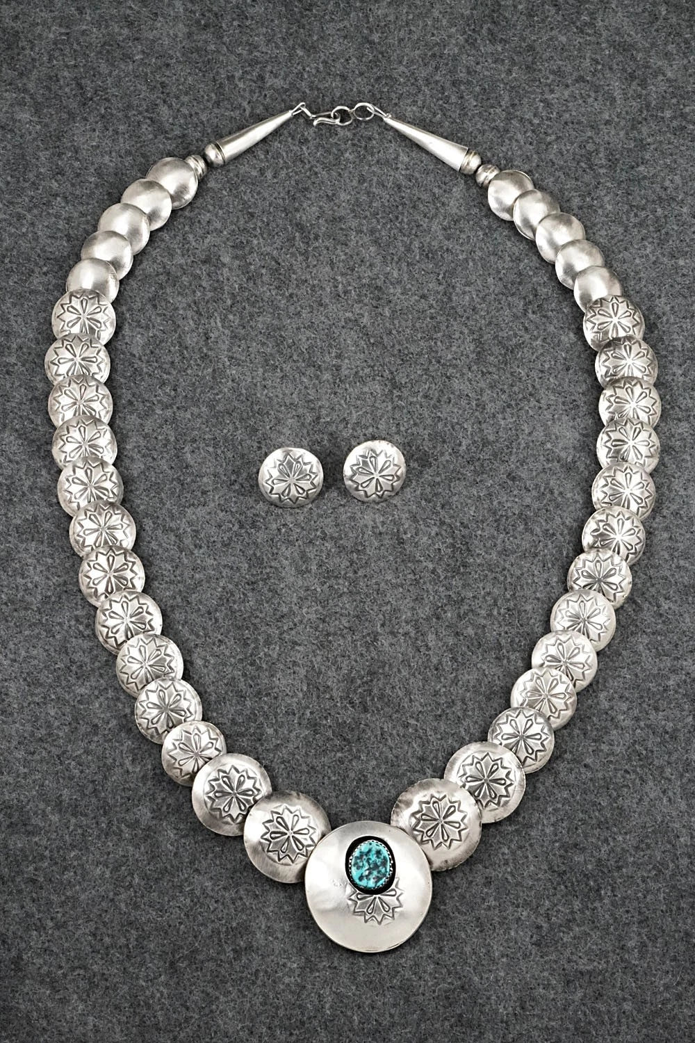 Turquoise & Sterling Silver Necklace and Earrings Set - Tim Thompson