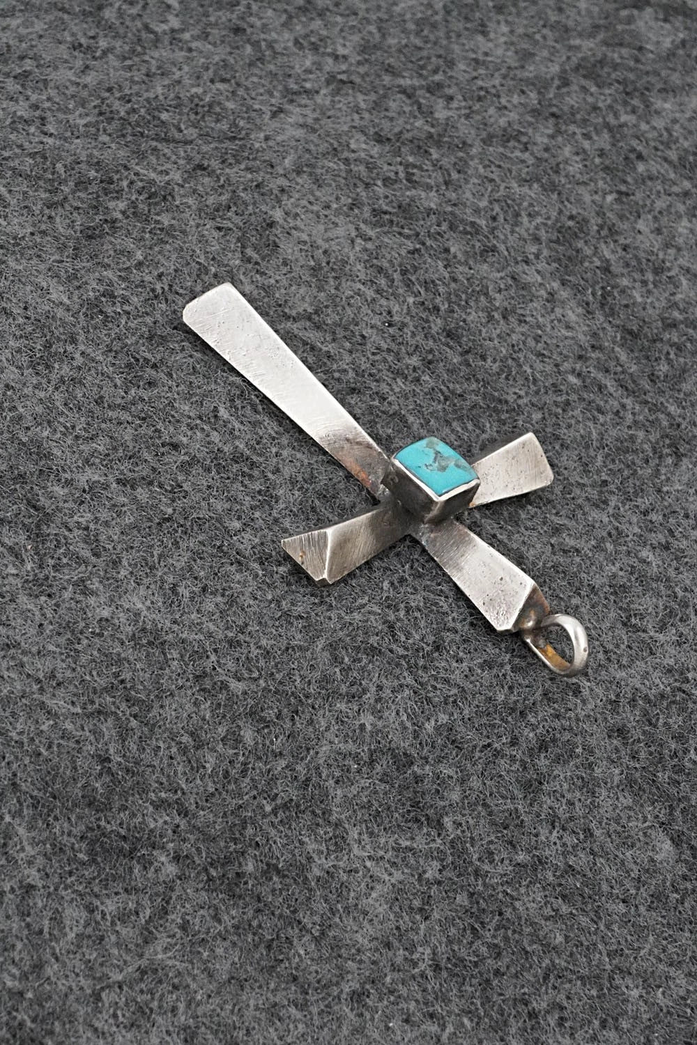 Turquoise & Sterling Silver Pendant - Raymond Bitsoi