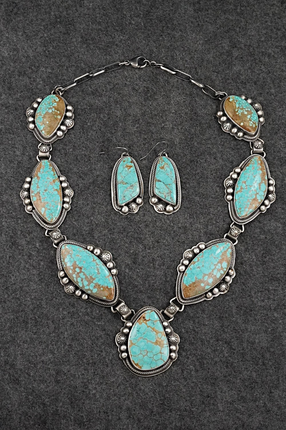 Turquoise & Sterling Silver Necklace and Earrings Set - Kathleen Livingston