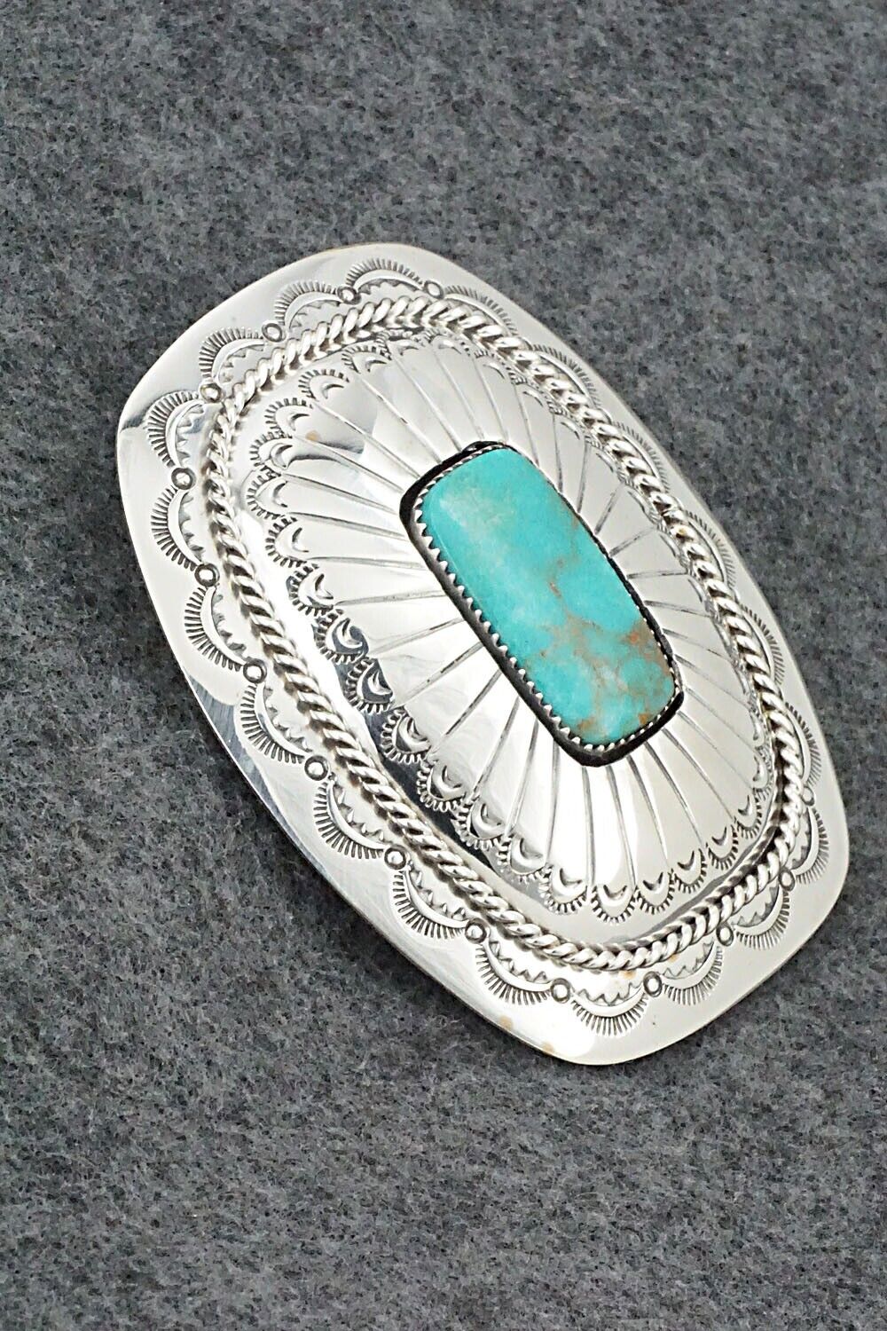 Turquoise & Sterling Silver Belt Buckle - Wilbert Muskett Sr.