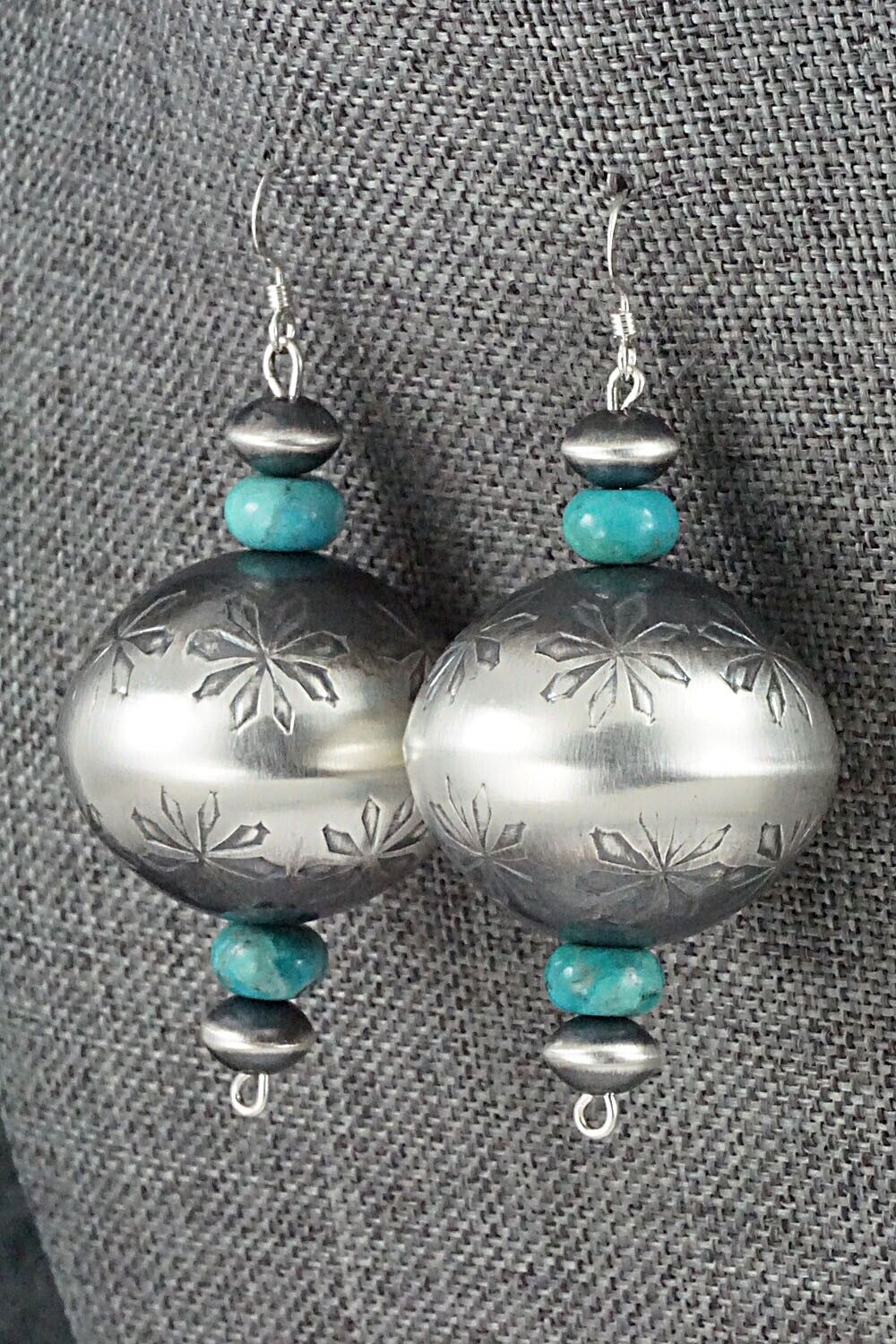 Turquoise & Sterling Silver Navajo Pearl Earrings - Tonisha Haley