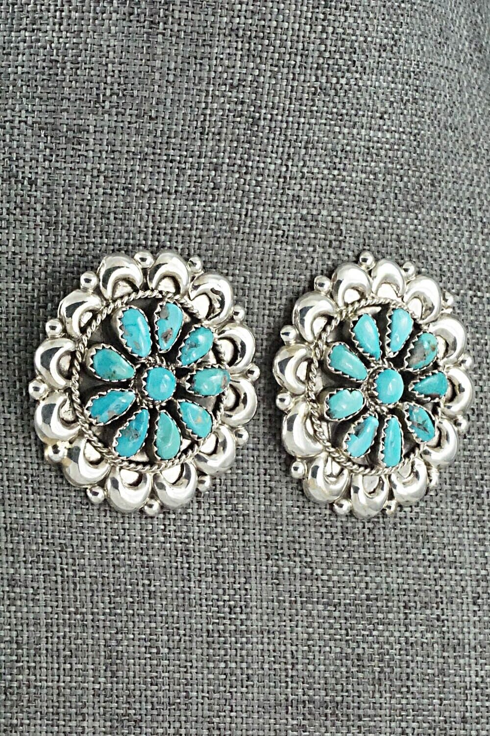 Turquoise & Sterling Silver Earrings - Eunise Wilson
