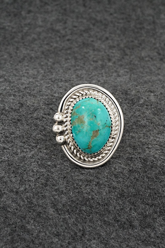 Turquoise & Sterling Silver Ring - Leslie Nez - Size 10