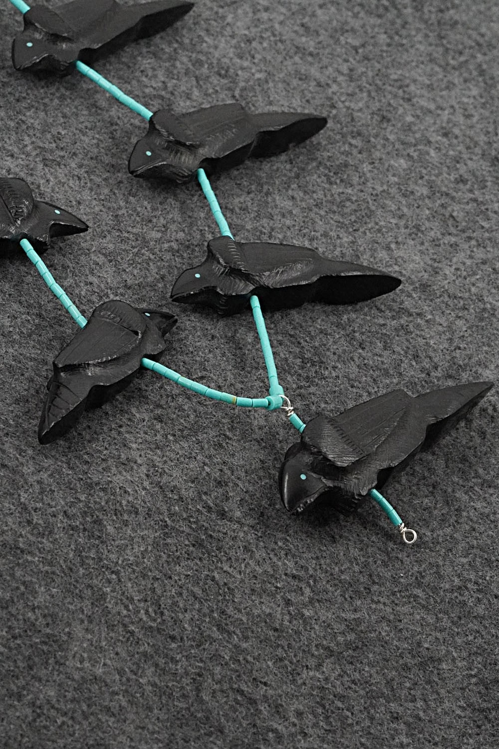 Turquoise & Jet Necklace and Earrings Set - Herb Halate