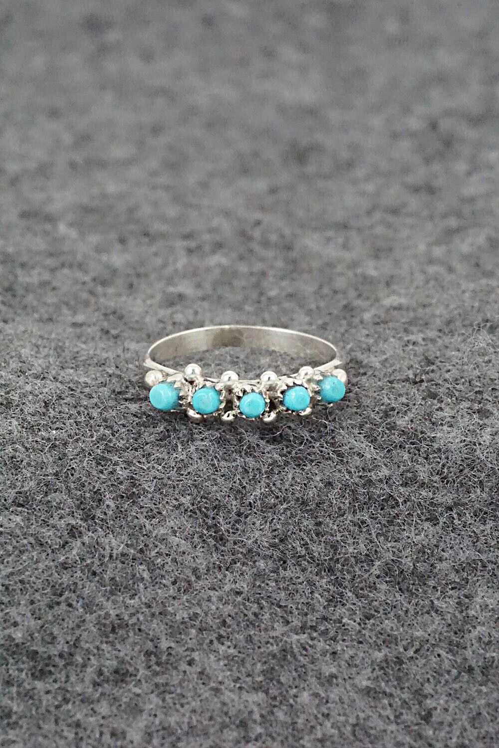 Turquoise & Sterling Silver Ring - April Haloo - Size 5