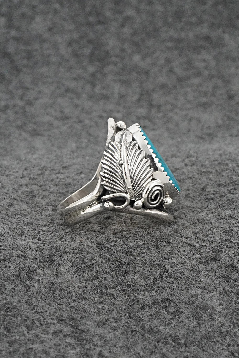 Turquoise & Sterling Silver Ring - Darrell Morgan - Size 9.5