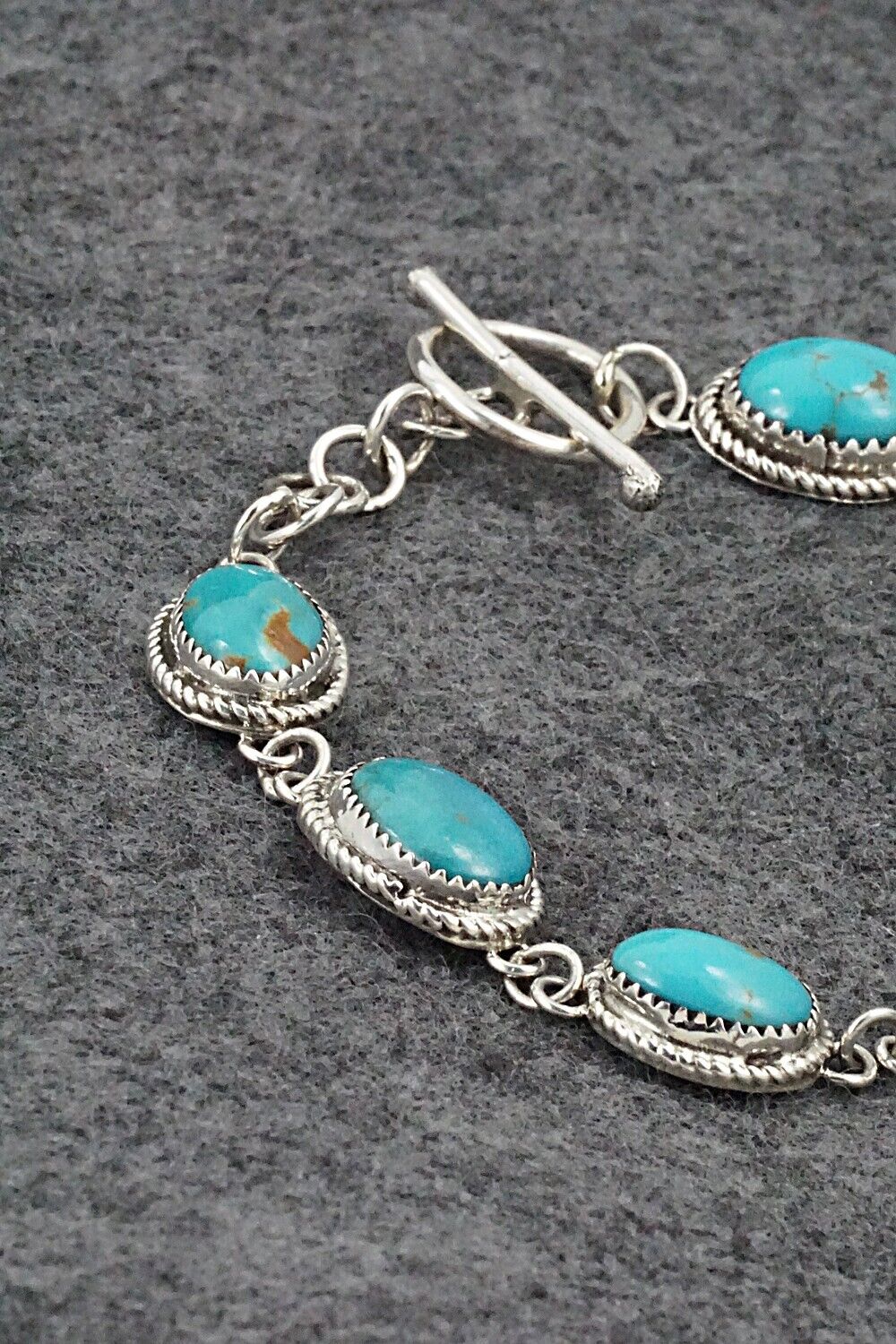 Turquoise & Sterling Silver Link Bracelet - Ernest Hawthorne