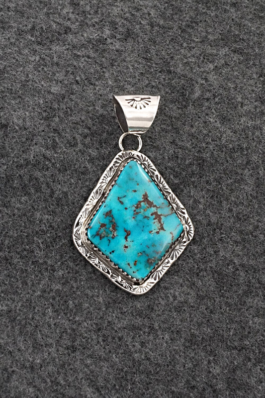 Turquoise & Sterling Silver Pendant - Ernest Hawthorne