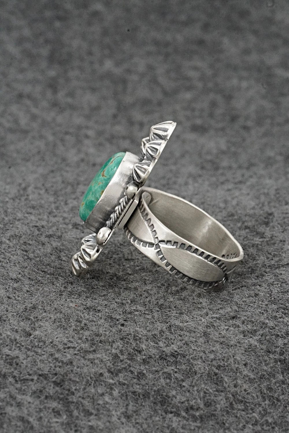 Turquoise & Sterling Silver Ring - Cordell Platero - Size Adjustable