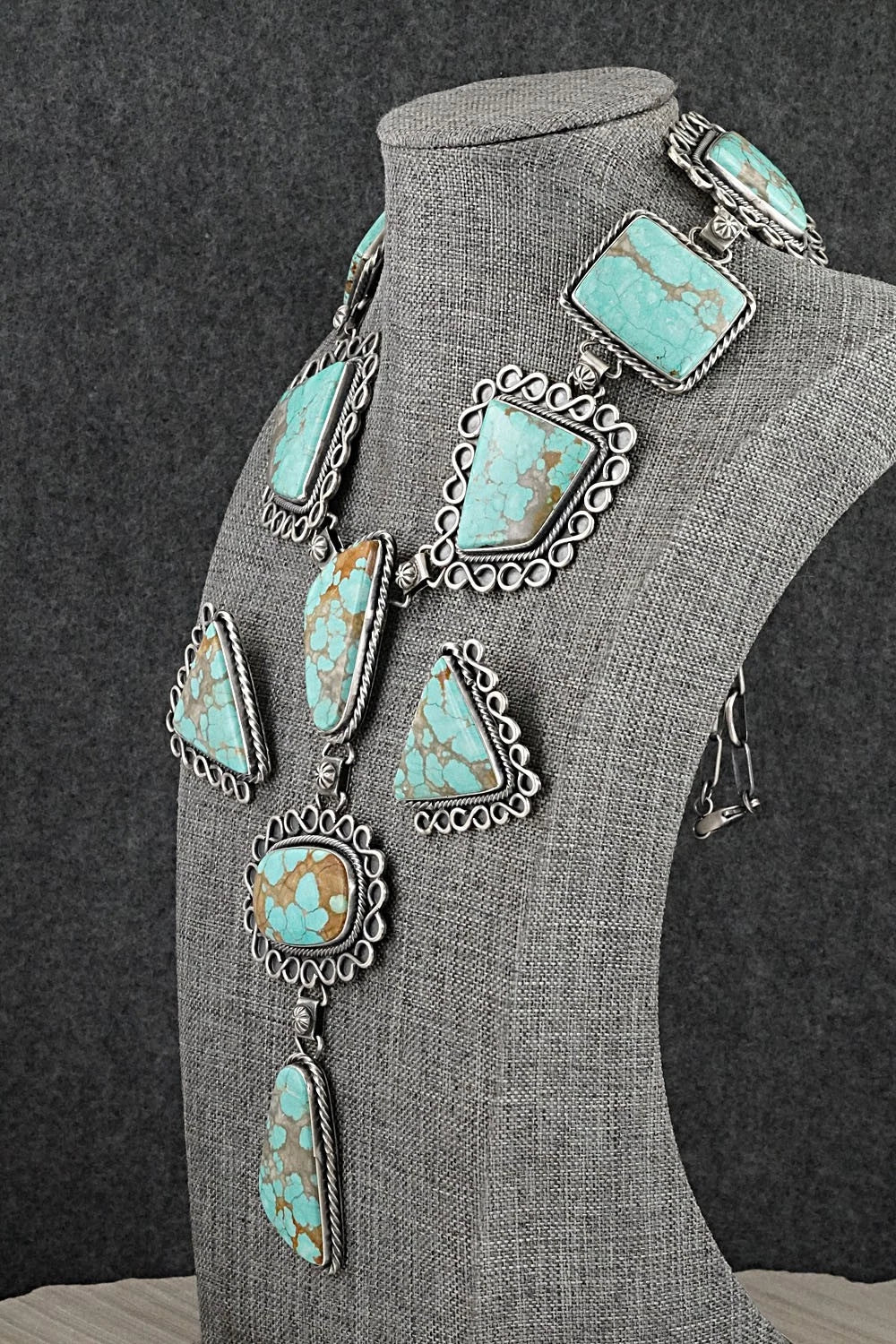 Turquoise & Sterling Silver Necklace and Earrings Set - Paul Livingston