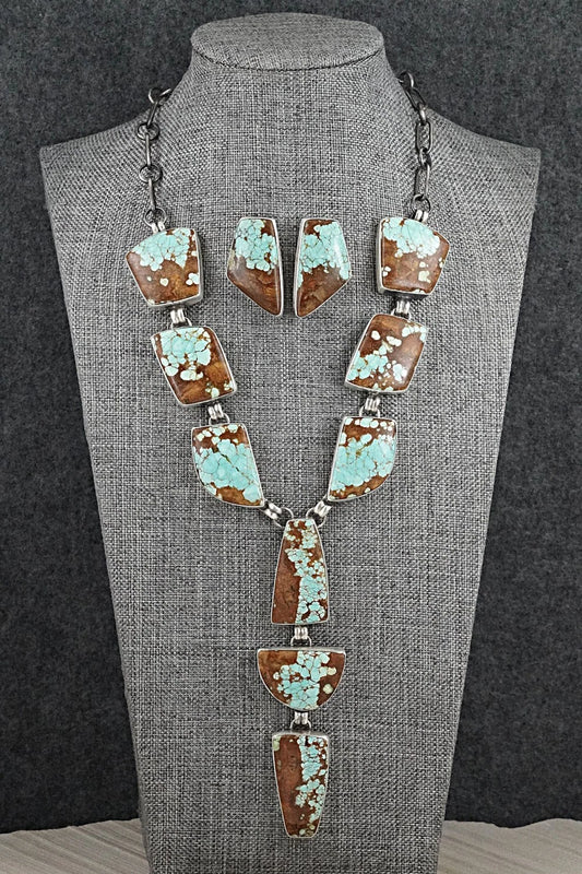 Turquoise & Sterling Silver Necklace and Earrings Set - Darrin Livingston
