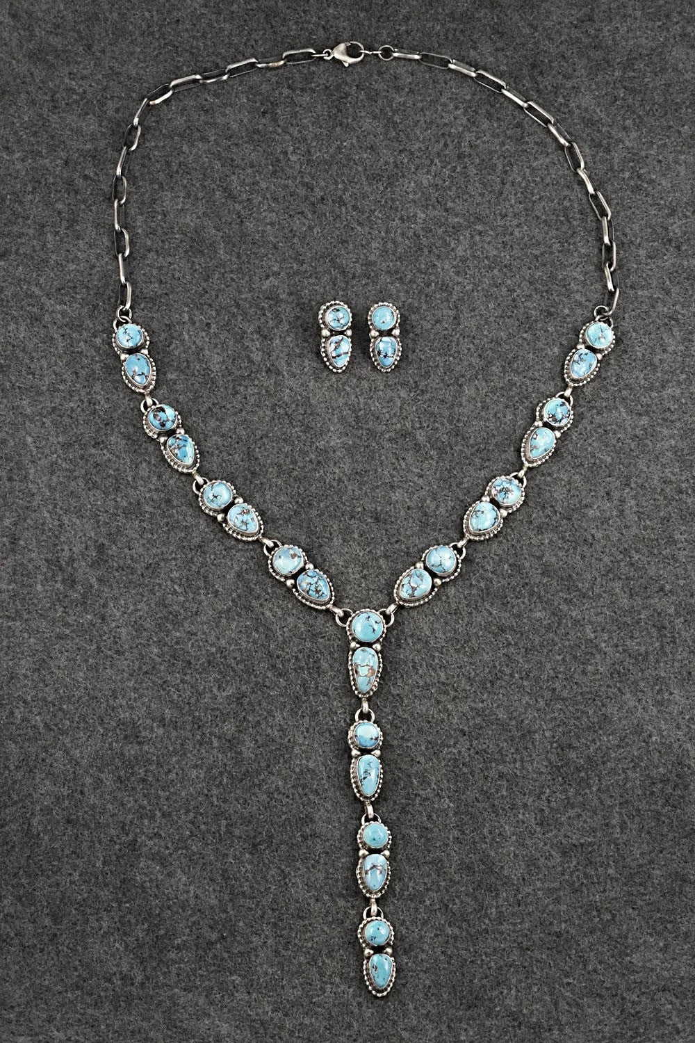 Turquoise & Sterling Silver Necklace and Earrings Set - Kathleen Livingston