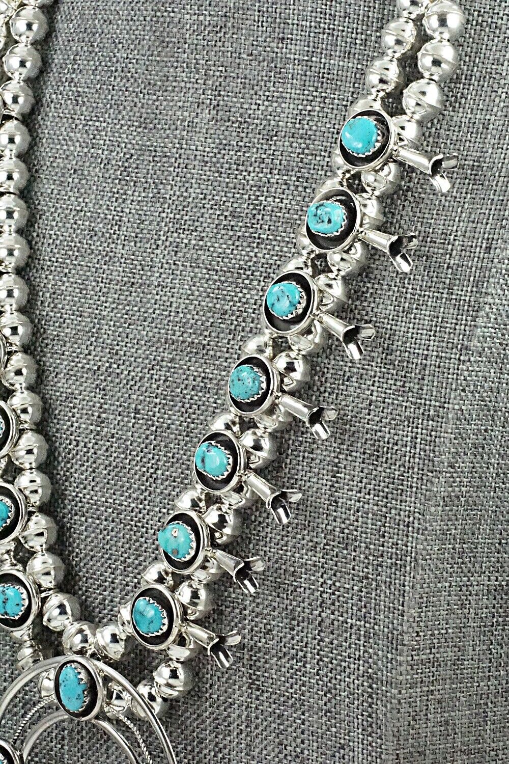 Turquoise & Sterling Silver Squash Blossom Set - Phil Garcia