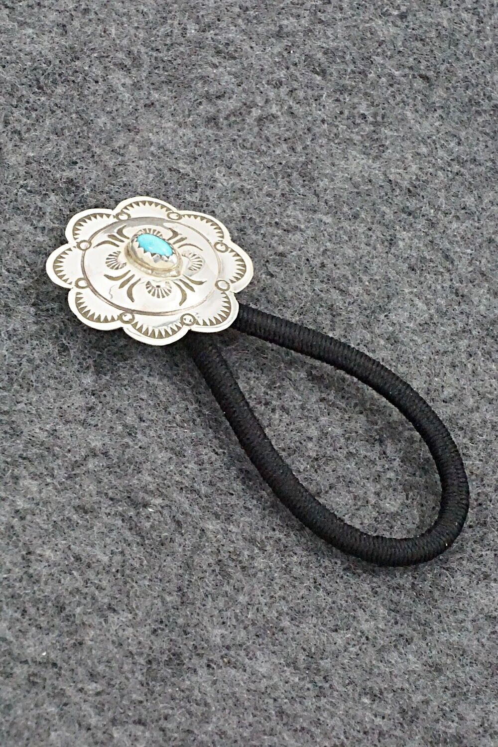 Turquoise & Sterling Silver Hair Tie - Bertha Begay