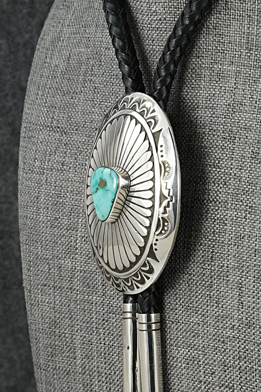 Turquoise & Sterling Silver Bolo Tie and Buckle - Charlie John