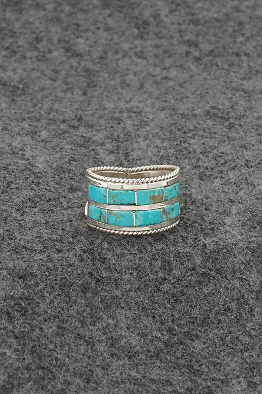 Turquoise & Sterling Silver Ring - Bruce Johnson - Size 8