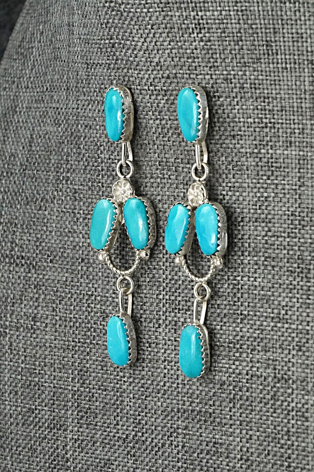 Turquoise & Sterling Silver Earrings - Claudine Penketewa
