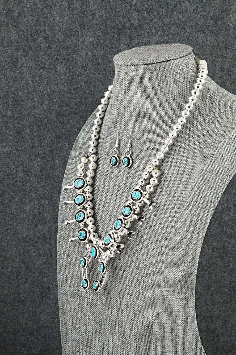 Turquoise & Sterling Silver Squash Blossom Set - Phil Garcia