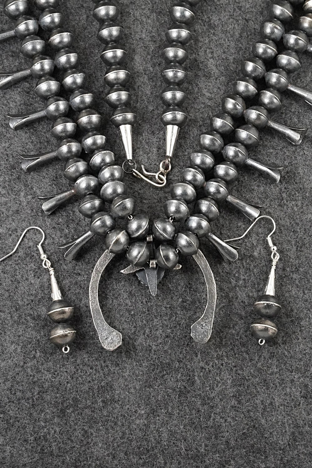 Turquoise & Sterling Silver Squash Blossom Set - Gilbert Martin