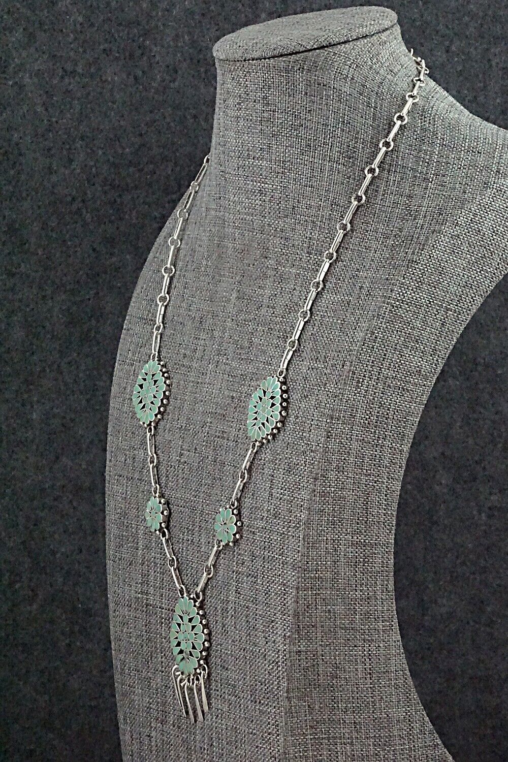 Turquoise & Sterling Silver Inlay Necklace - Michelle Peina