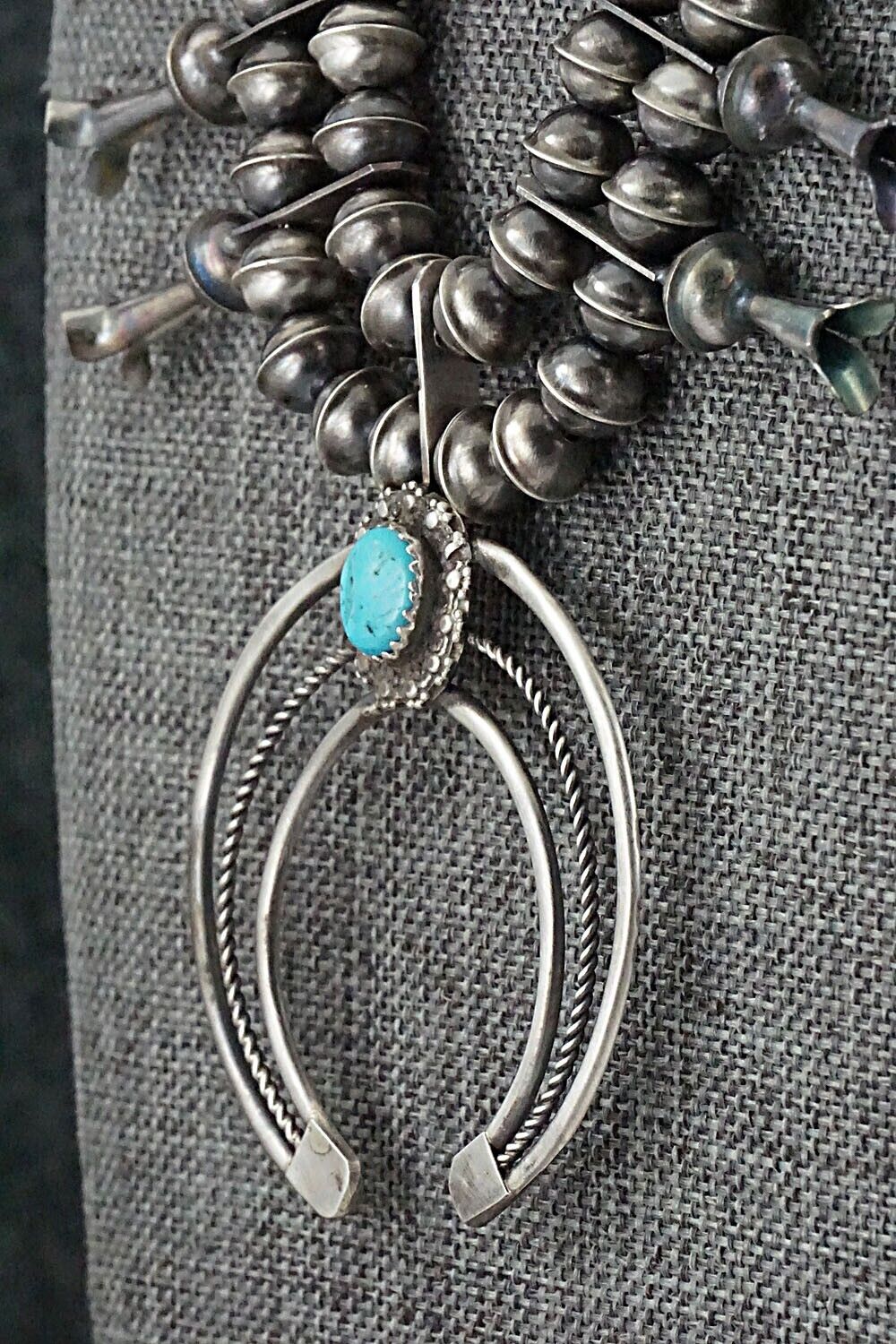 Turquoise & Sterling Silver Squash Blossom Set - Phil Garcia