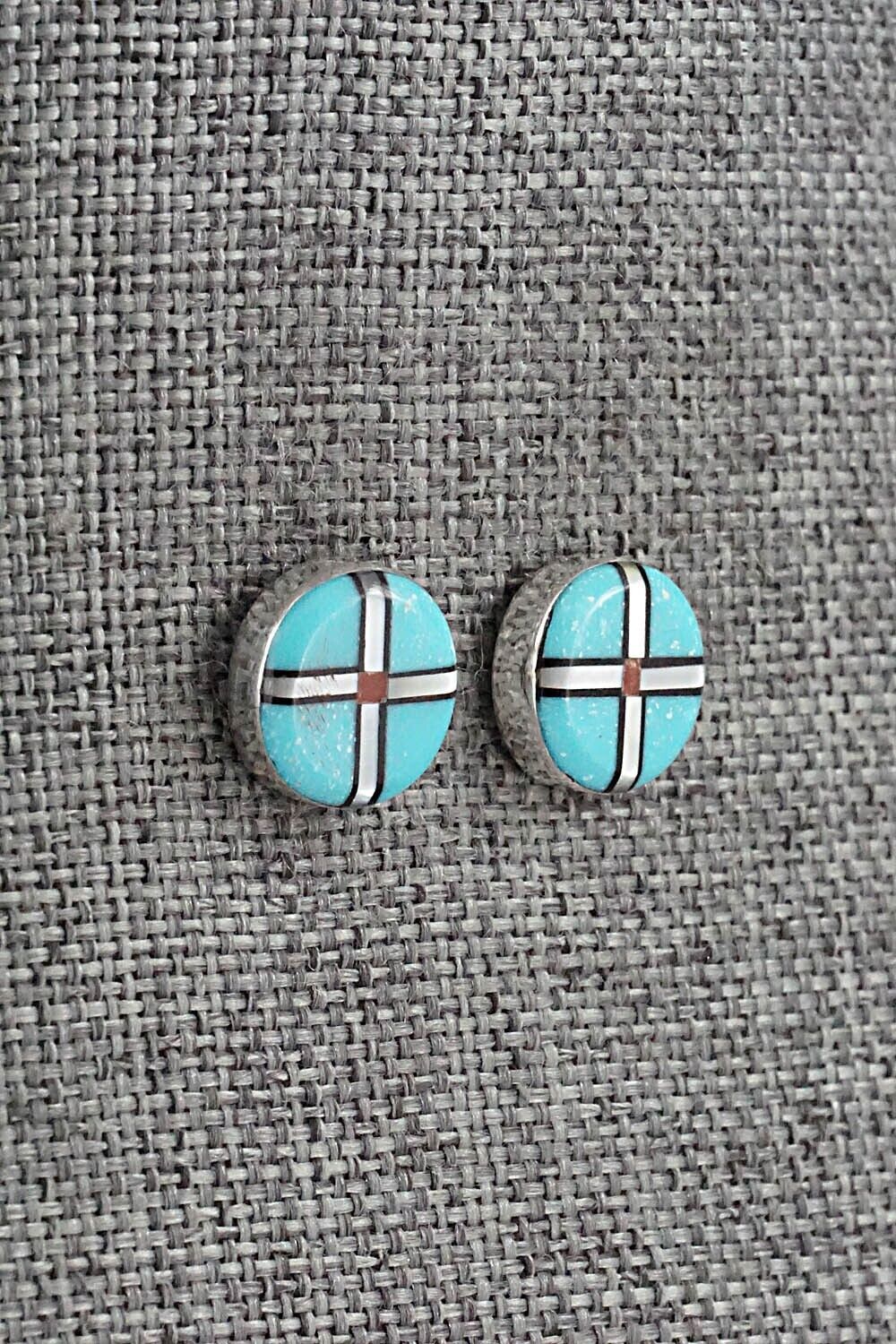 Multi-Stone & Sterling Silver Inlay Earrings - Curley Luarkie