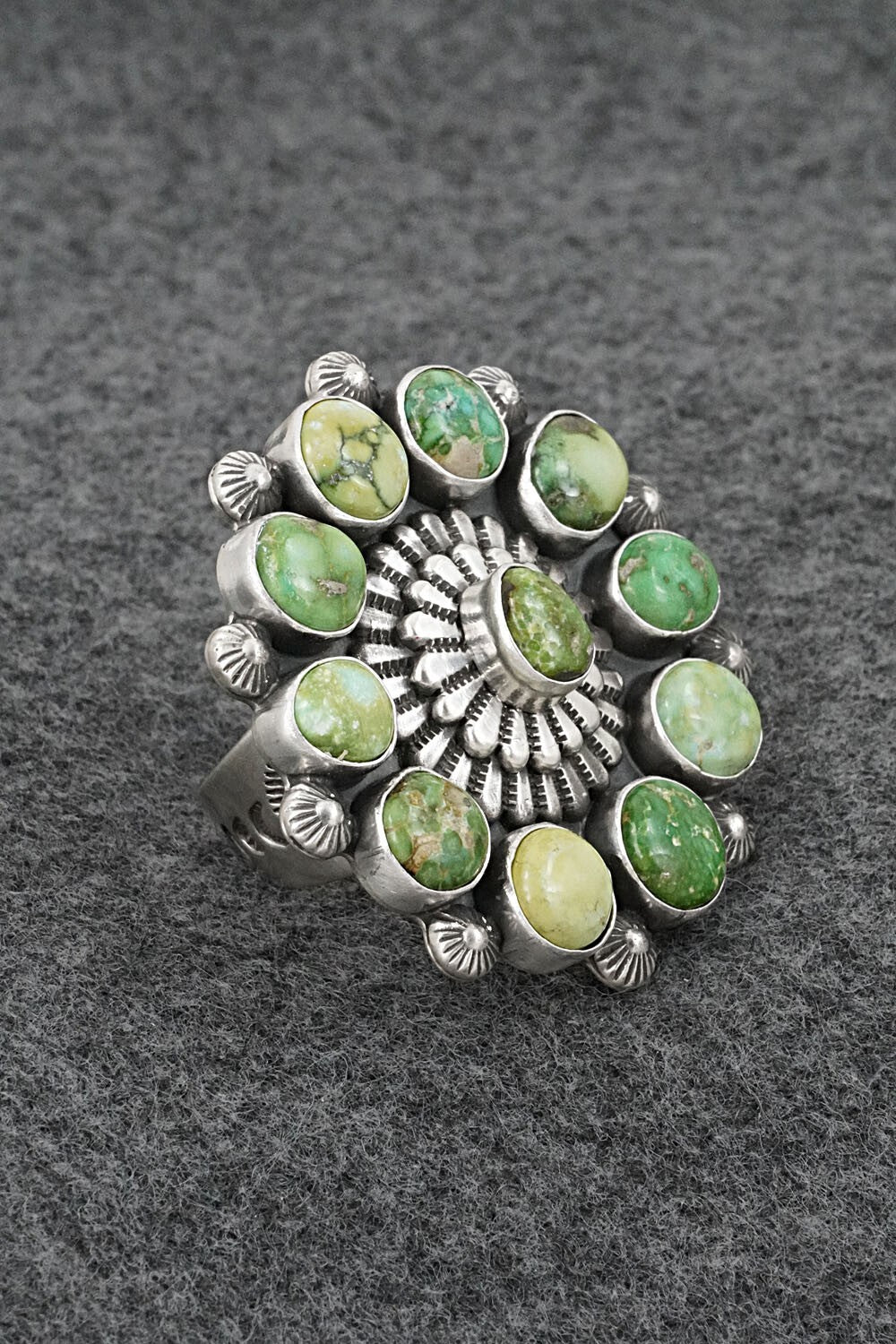 Turquoise & Sterling Silver Ring - Tom Lewis - Size 8.5