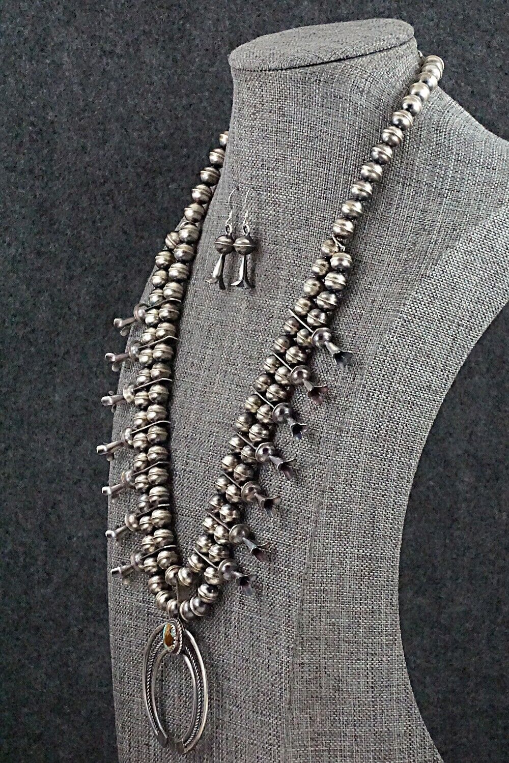 Turquoise & Sterling Silver Squash Blossom Set - Phil Garcia
