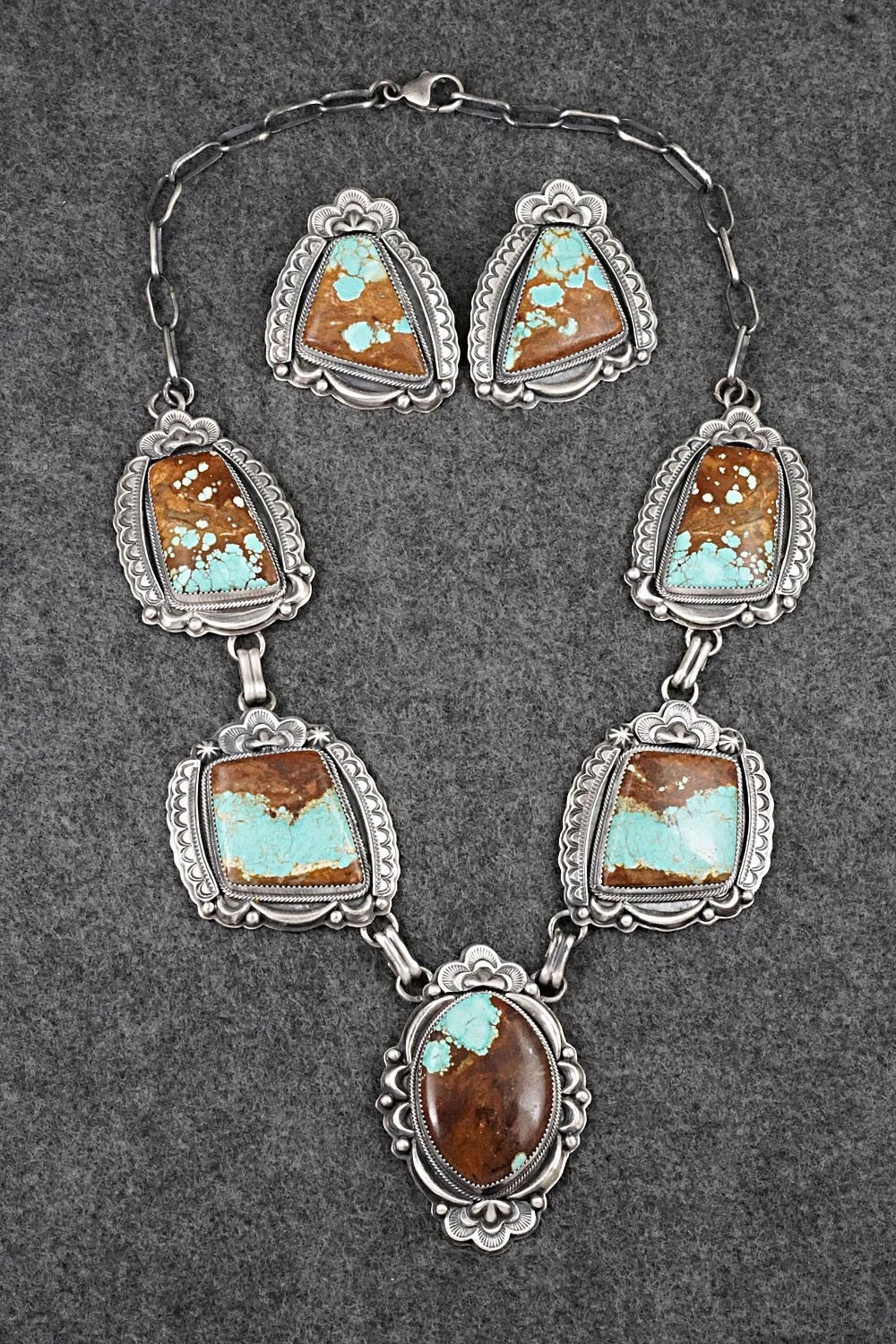 Turquoise & Sterling Silver Necklace and Earrings Set - Randy Boyd
