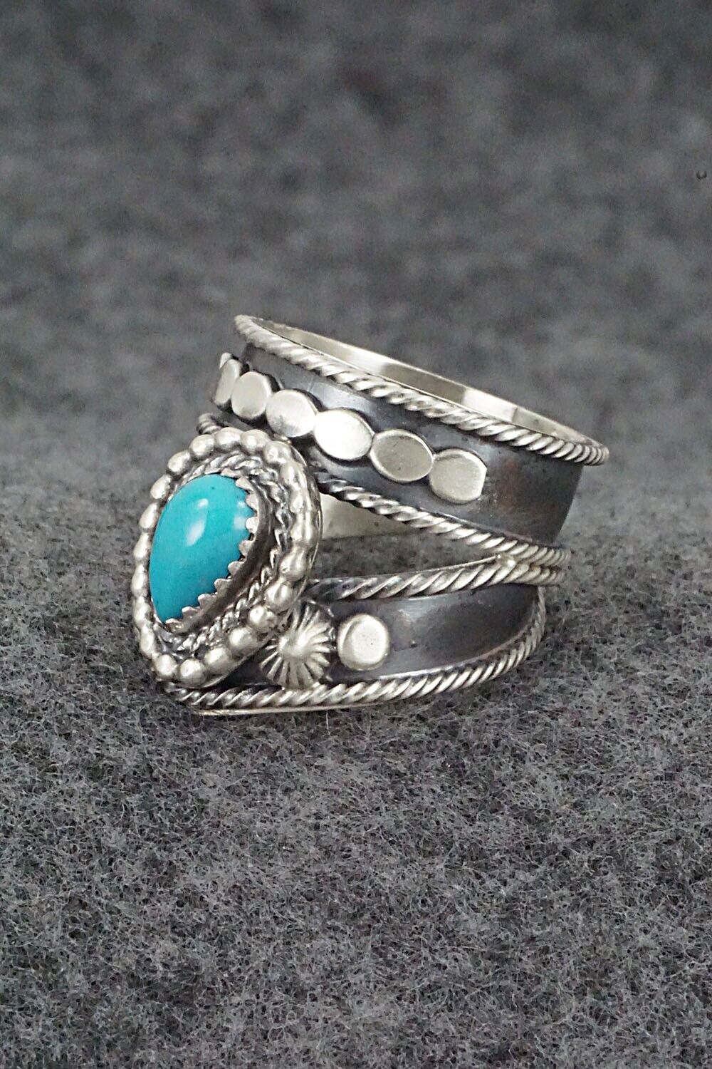 Turquoise & Sterling Silver Ring - Tom Lewis - Size 10