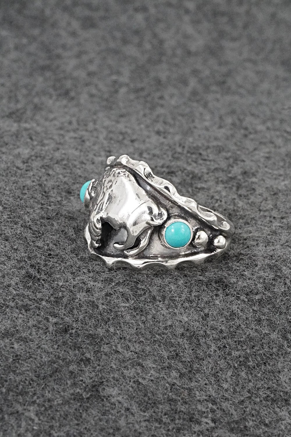 Turquoise & Sterling Silver Ring - Genevieve Francisco - Size 14