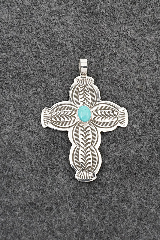 Turquoise & Sterling Silver Pendant - Arnold Blackgoat